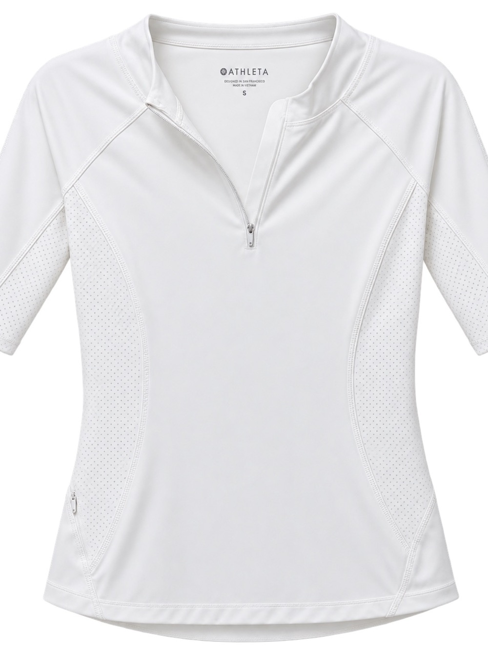 Athleta White Short-Sleeve Half-Zip Performance Tee